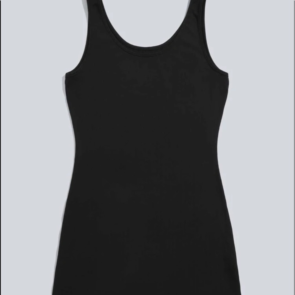 solid black ribbed bodycon dress